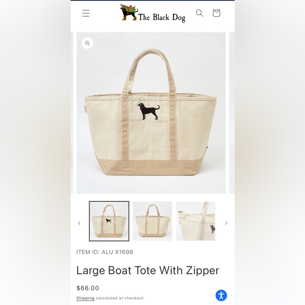 The Black Dog Canvas Tote - Cream and Tan